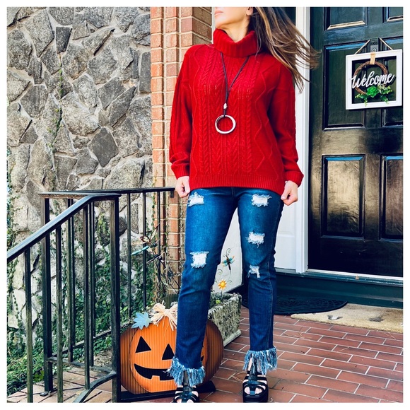 #33 RUST FALL COWL NECK KNIT SWEATER 
Perfect sweater to start fall with! - Picture 3 of 6